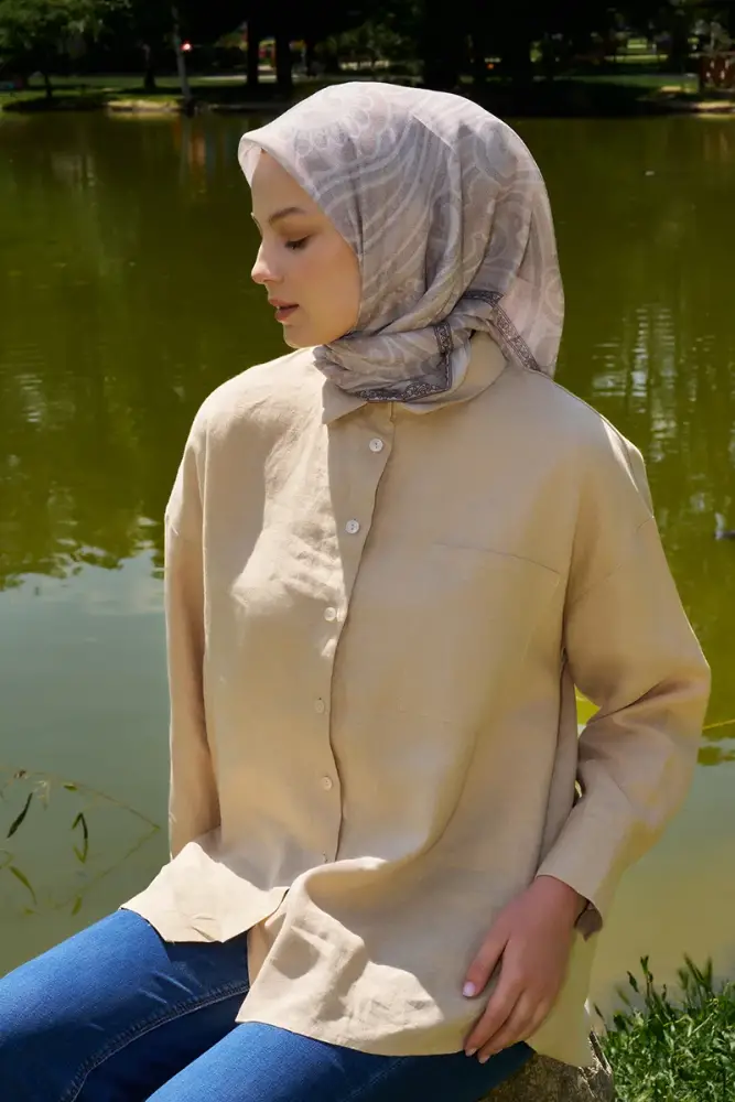 Rustic Mistral Desen Eşarp - Taş - 4