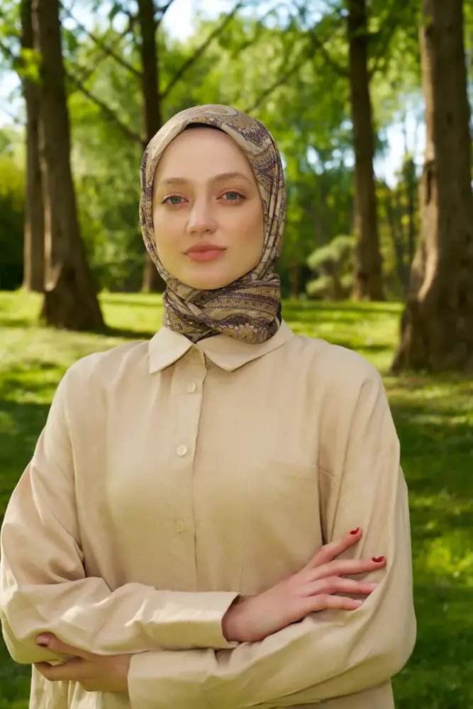 Rustic Mistral Desen Eşarp - Yağ Yeşili - 2