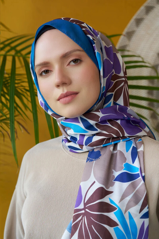 Seremoni Koleksiyonu Blossom Desen Şal - İndigo - MADAME POLO