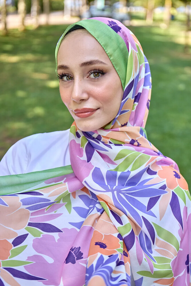 Seremoni Koleksiyonu Blossom Desen Şal - Yeşil - MADAME POLO