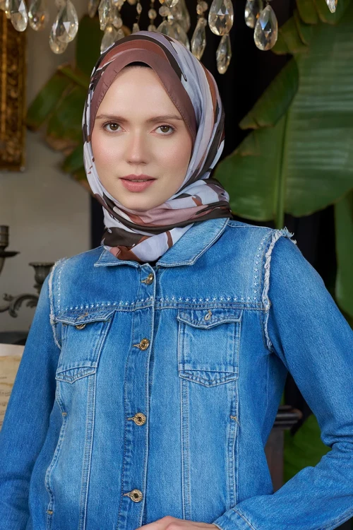 Seremoni Koleksiyonu Pure Desen Şal - Kahverengi 