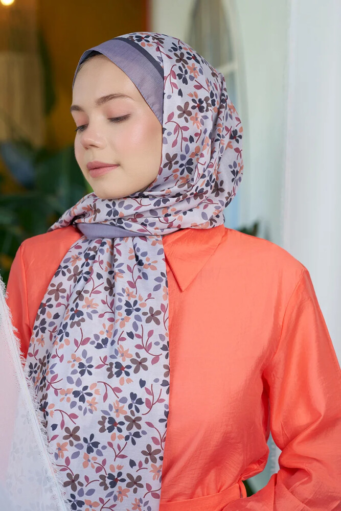 Seremoni Koleksiyonu Sara Desen Şal - Gri - MADAME POLO