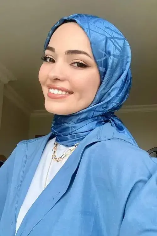 Silky Jacquard Italian Hijab Line Pattern - İndigo - MADAME POLO