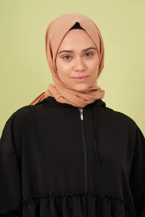 Taşlanmış Pamuk Şal - Badem - 1