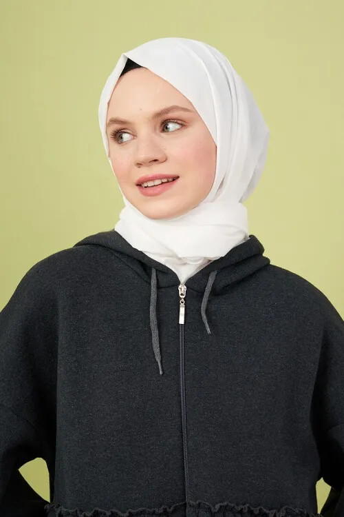 Taşlanmış Pamuk Şal - Beyaz - MADAME POLO