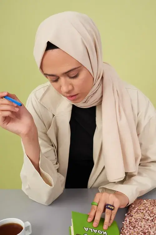 Taşlanmış Pamuk Şal - İnci - 4