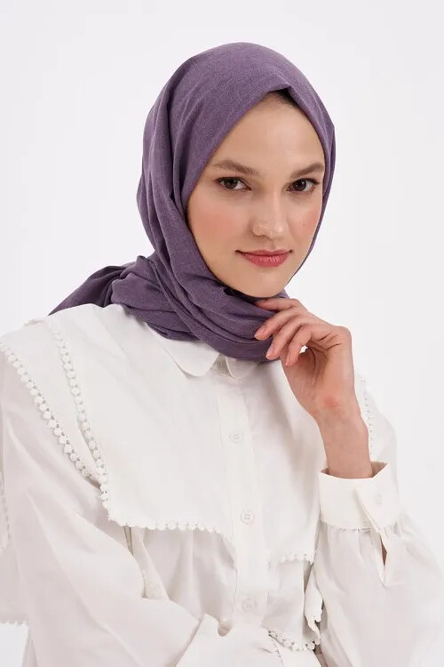 Taşlanmış Pamuk Şal - Leylak - MADAME POLO