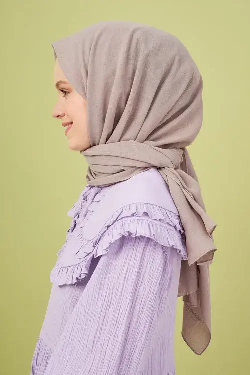 Taşlanmış Pamuk Şal - Vizon - 2