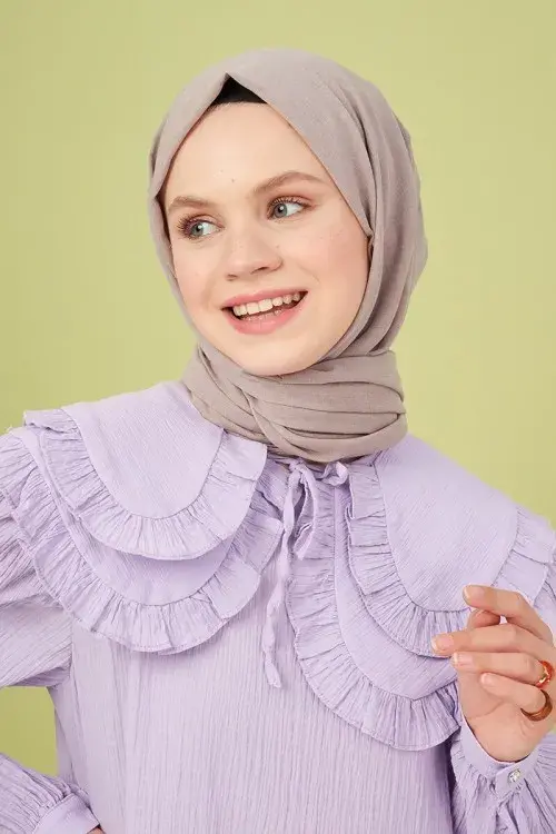 Taşlanmış Pamuk Şal - Vizon 