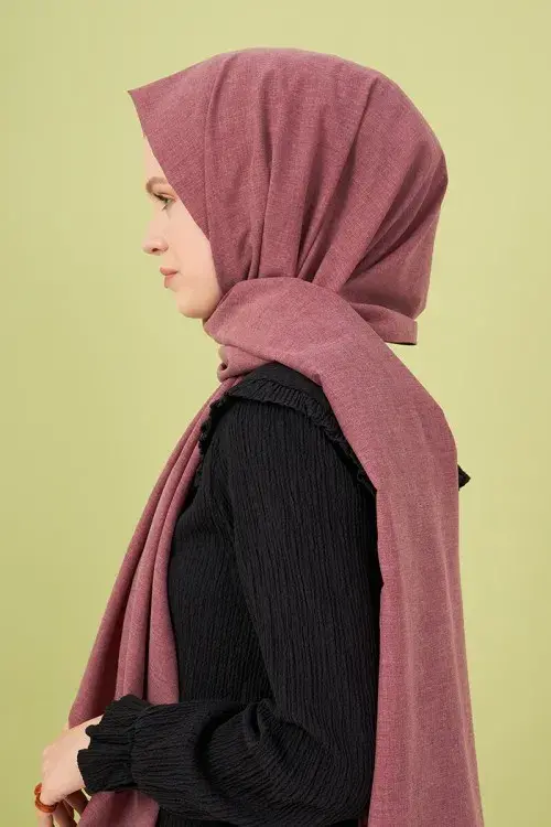 Taşlanmış Pamuk Şal - Yaban Mersini - 2