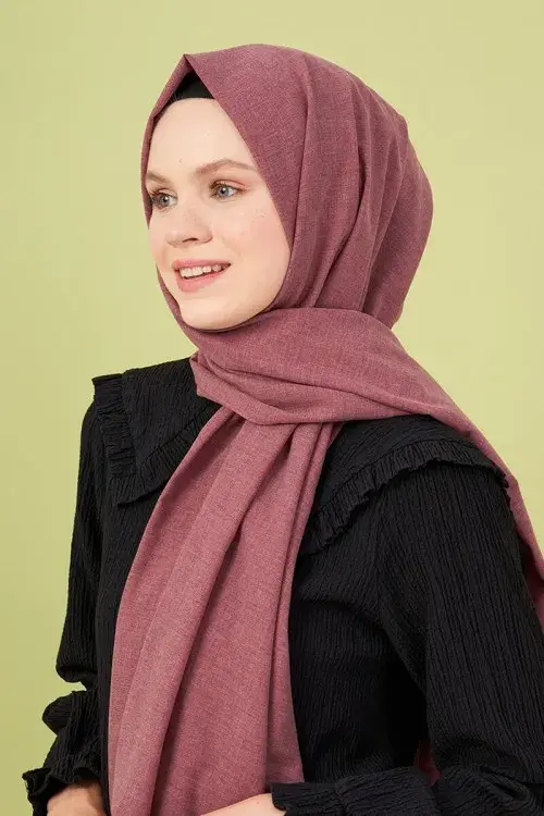 Taşlanmış Pamuk Şal - Yaban Mersini - 1