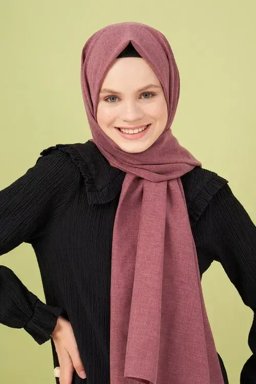 Taşlanmış Pamuk Şal - Yaban Mersini - 3