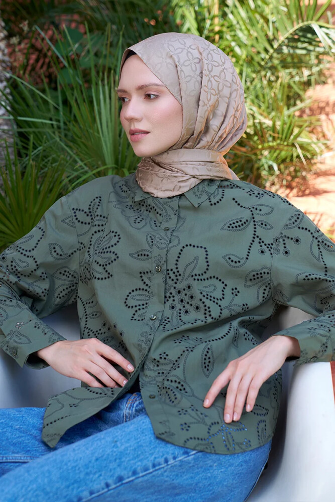 Timeless Koleksiyonu Yonca Desen - Bej - MADAME POLO