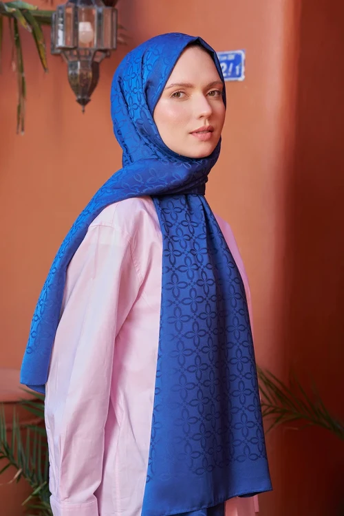 Timeless Koleksiyonu Yonca Desen - İndigo 