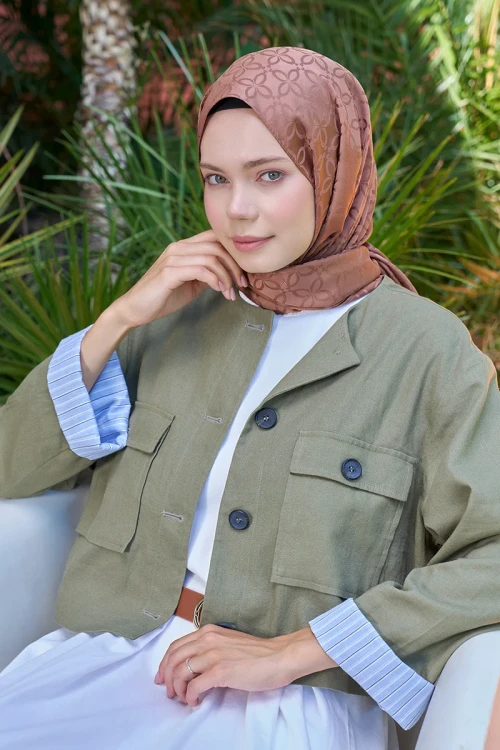 Timeless Koleksiyonu Yonca Desen - Kahverengi 