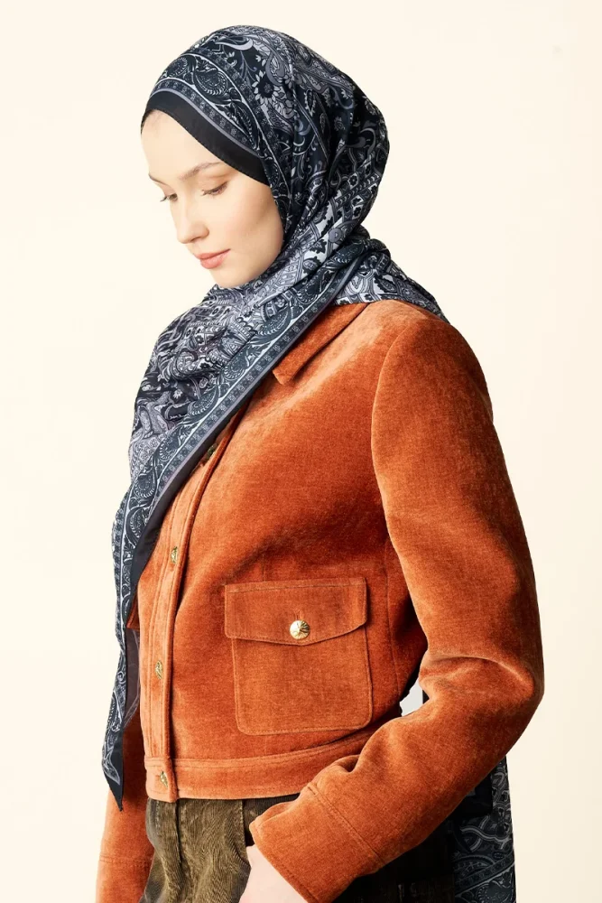 Yekta Desenli Pamuk Dokulu Şal - Siyah - 2