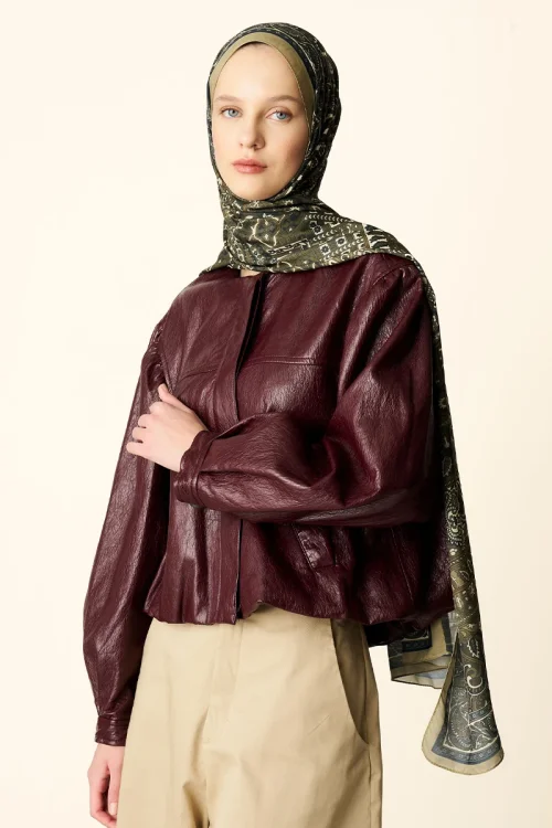 Yekta Desenli Pamuk Dokulu Şal - Yeşil 